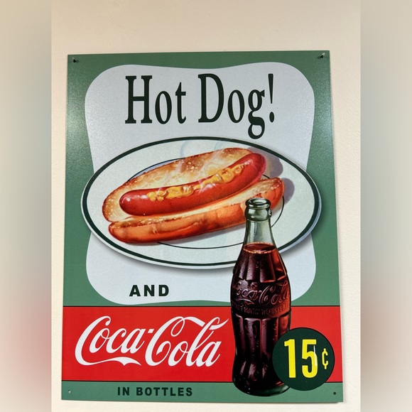 Coca Cola Other - Coca-Cola Green and Red Hot Dog Sign